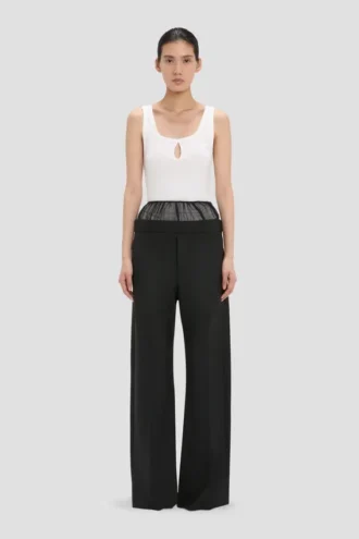 Pantaloni cu inserții transparente, negri