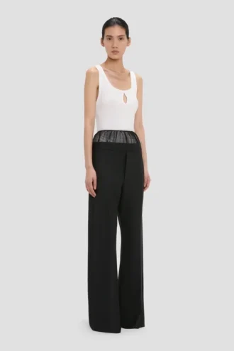 Pantaloni cu inserții transparente, negri
