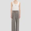 Pantaloni cu talie plisată în culoarea nichel Pantaloni cu talie plisată în culoarea nichel