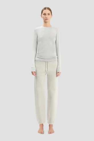 Pantaloni jogger cu logo brodat, gri melanj Pantaloni jogger cu logo brodat, gri melanj