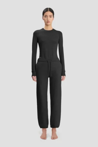 Pantaloni jogger cu logo brodat, negri Pantaloni jogger cu logo brodat, negri