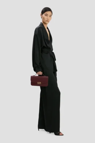 Pochette Dorian din piele burgundă