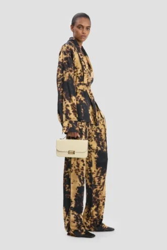 Pochette Dorian din piele de culoare ivoriu
