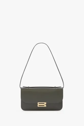 Pochette Dorian din piele de culoare măslin închis