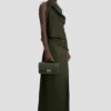 Pochette Dorian din piele de culoare măslin închis