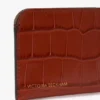 Portcard tip plic din piele cu imprimeu croc în nuanța roșu cărămiziu Portcard tip plic din piele cu imprimeu croc în nuanța roșu cărămiziu