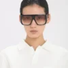 Rama supradimensionată din acetat moale, de formă pătrată, în culoarea albastră Rama supradimensionată din acetat moale, de formă pătrată, în culoarea albastră