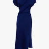 Rochie asimetrică răsucită în indigo strălucitor Rochie asimetrică răsucită în indigo strălucitor