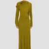 Rochie cu drapaj la gât, închisă, în nuanța Moss Rochie cu drapaj la gât, închisă, în nuanța Moss