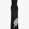 Rochie cu guler tip halter și lanț, cu imprimeu floral în nuanță de bleumarin închis Rochie cu guler tip halter și lanț, cu imprimeu floral în nuanță de bleumarin închis