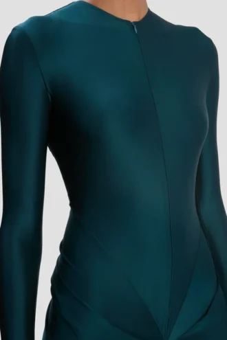 Rochie decupată în culoarea verde-albastru închis