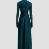 Rochie decupată în culoarea verde-albastru închis Rochie decupată în culoarea verde-albastru închis