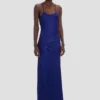 Rochie drapată cu bretele în indigo strălucitor Rochie drapată cu bretele în indigo strălucitor