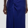 Rochie drapată cu bretele în indigo strălucitor Rochie drapată cu bretele în indigo strălucitor
