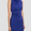 Rochie drapată fără mâneci, în nuanța indigo strălucitoare Rochie drapată fără mâneci, în nuanța indigo strălucitoare