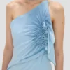 Rochie halter cu smocuri în albastru ionian Rochie halter cu smocuri în albastru ionian