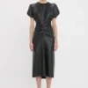 Rochie midi Bela din piele, în culoarea neagră Rochie midi Bela din piele, în culoarea neagră