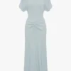 Rochie midi Bela în albastru glacial