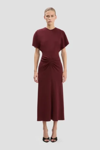 Rochie midi Bela în culoarea burgund