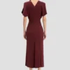 Rochie midi Bela în culoarea burgund