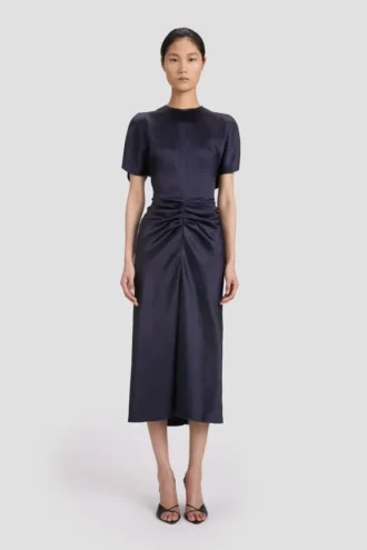 Rochie midi Bela în culoarea midnight