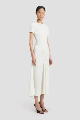 Rochie midi Blaire în culoarea ivoriu