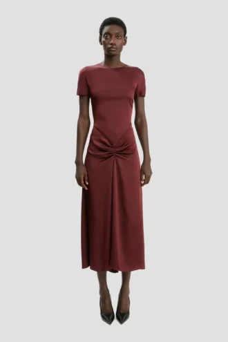 Rochie midi Blaire în roșu cinabru