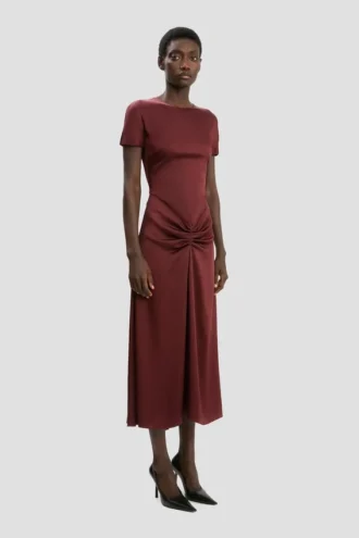 Rochie midi Blaire în roșu cinabru