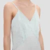 Rochie midi cu bretele din crep, în nuanța aquamarine Rochie midi cu bretele din crep, în nuanța aquamarine