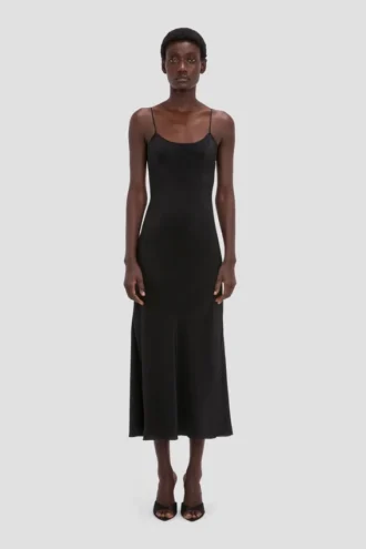 Rochie midi cu bretele, negru