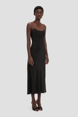 Rochie midi cu bretele, negru