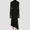 Rochie midi cu guler înalt, de culoare neagră Rochie midi cu guler înalt, de culoare neagră