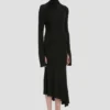 Rochie midi cu guler înalt, de culoare neagră Rochie midi cu guler înalt, de culoare neagră