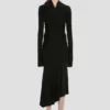Rochie midi cu guler înalt, de culoare neagră Rochie midi cu guler înalt, de culoare neagră
