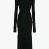 Rochie midi cu guler înalt, de culoare neagră Rochie midi cu guler înalt, de culoare neagră