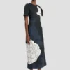 Rochie midi cu tiv despicat, cu imprimeu floral în nuanțe de bleumarin închis Rochie midi cu tiv despicat, cu imprimeu floral în nuanțe de bleumarin închis