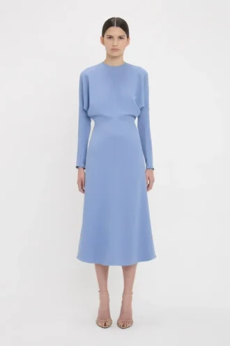 Rochie midi Dolman în culoarea bluebell