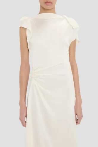 Rochie midi drapată în culoarea ivory
