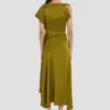 Rochie midi drapată în culoarea mușchi Rochie midi drapată în culoarea mușchi