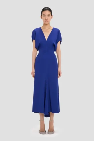 Rochie midi Edith în indigo strălucitor Rochie midi Edith în indigo strălucitor