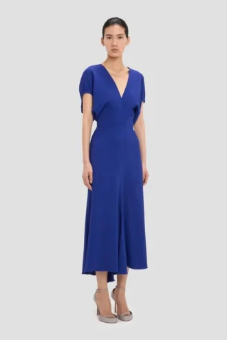 Rochie midi Edith în indigo strălucitor Rochie midi Edith în indigo strălucitor