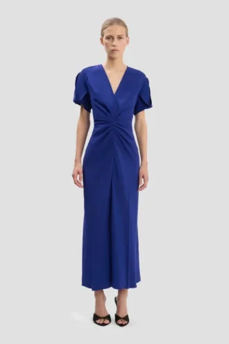 Rochie midi Eve în indigo strălucitor