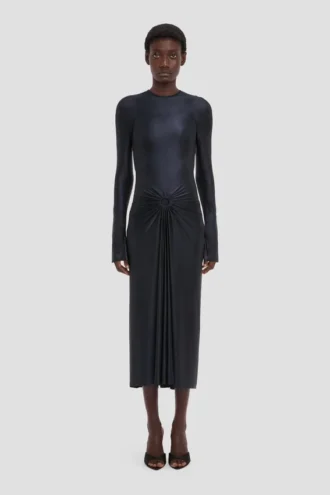 Rochie midi Frances în albastru închis Rochie midi Frances în albastru închis