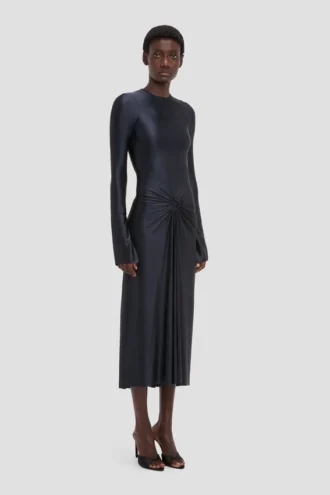 Rochie midi Frances în albastru închis Rochie midi Frances în albastru închis
