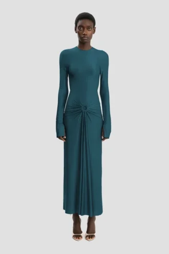 Rochie midi Frances în culoarea verde-albastru închis