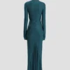 Rochie midi Frances în culoarea verde-albastru închis Rochie midi Frances în culoarea verde-albastru închis