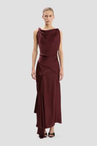 Rochie midi Posy în culoarea burgund