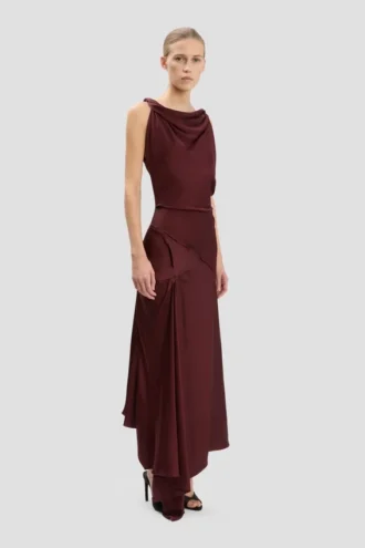 Rochie midi Posy în culoarea burgund