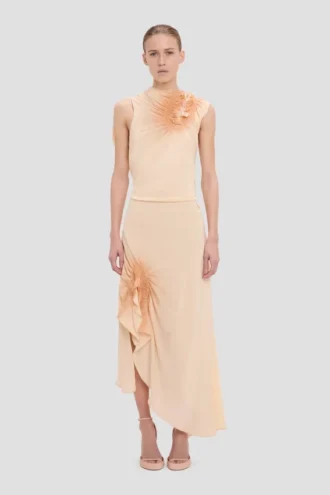 Rochie smockată în culoarea nisip