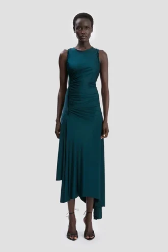 Rochie Twist în albastru-verde închis